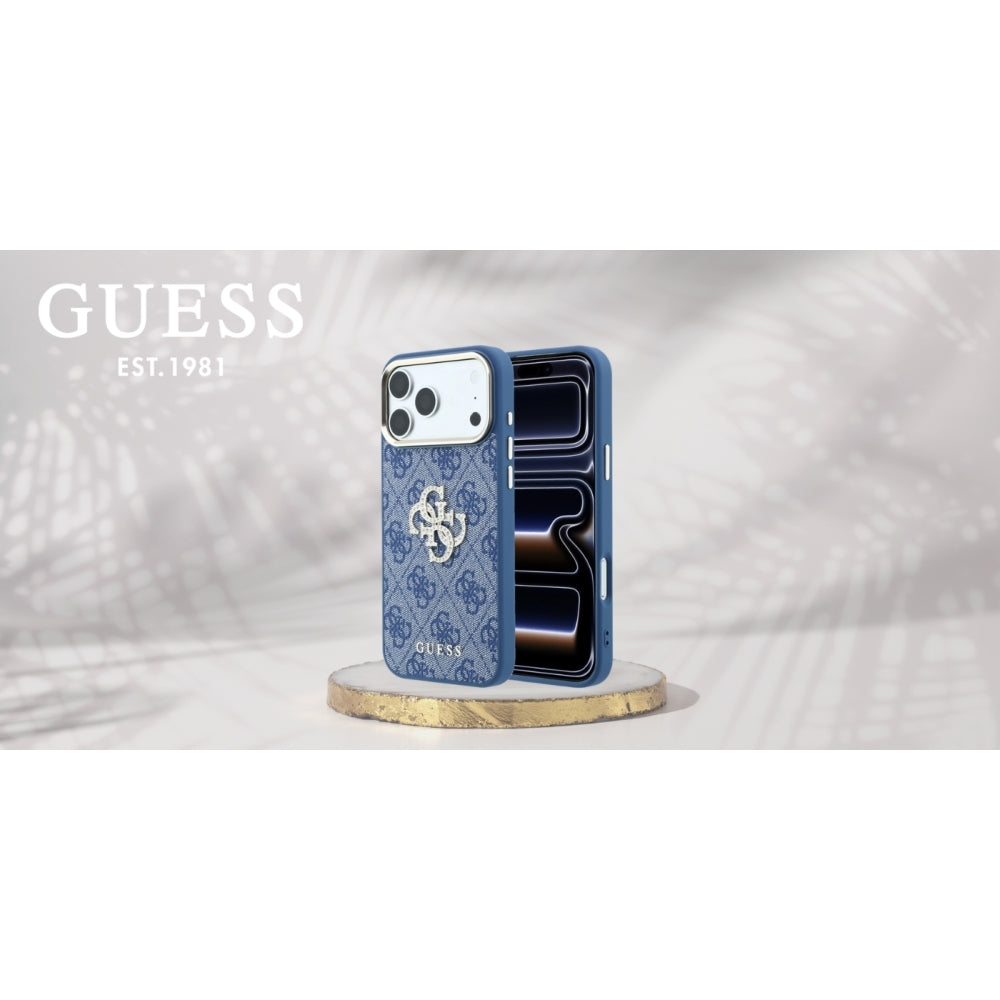 Handyhülle Guess 4G Big Strass Logo 4G Classic 4G Logo für iPhone 18 Pro / 17 Pro, Blau