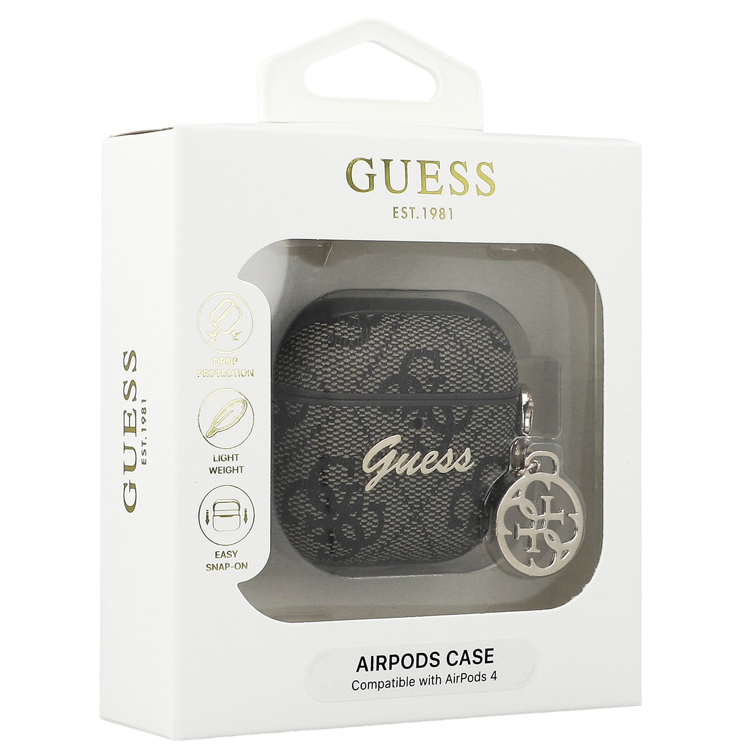 Schutzhülle Guess 4G Charm Collection Case für AirPods 4, Braun