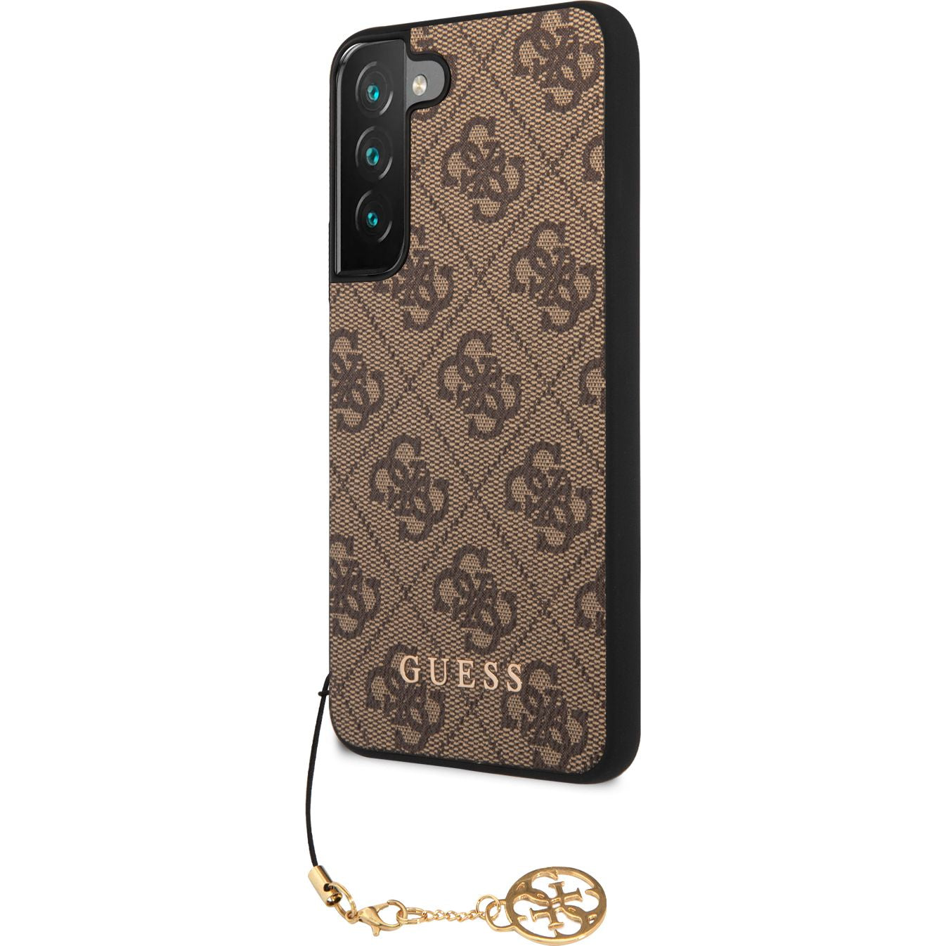 Schutzhülle für Galaxy S23, Guess 4G Charms Collection, Braun
