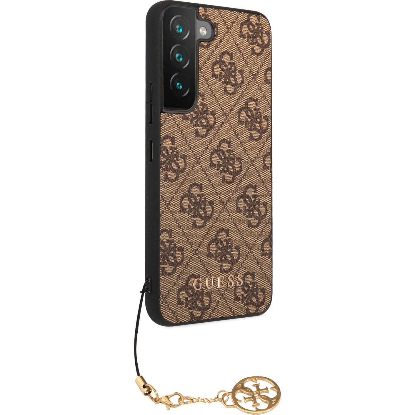 Schutzhülle für Galaxy S23, Guess 4G Charms Collection, Braun