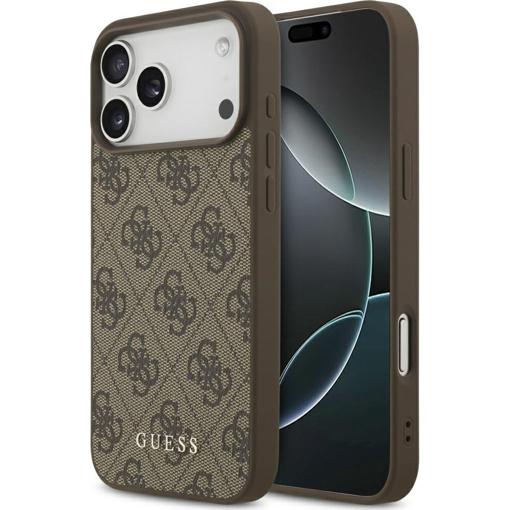 Handyhülle für iPhone 17 Pro Max, Guess Hardcase 4G Classic, Braun