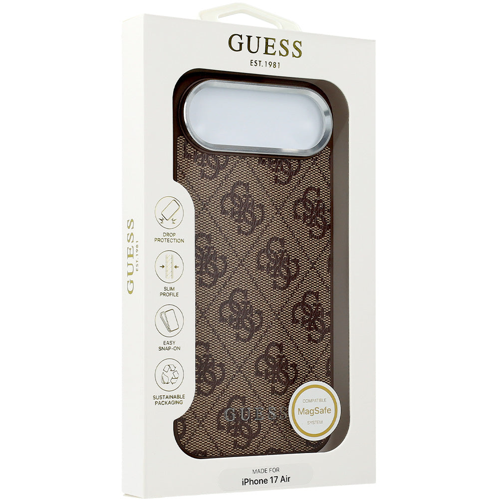 Handyhülle für iPhone Air, Guess Hardcase 4G Classic 4G Logo MagSafe, Braun
