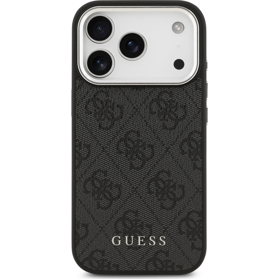 Handyhülle für iPhone 17 Pro, Guess Hardcase 4G Classic Logo MagSafe, Schwarz