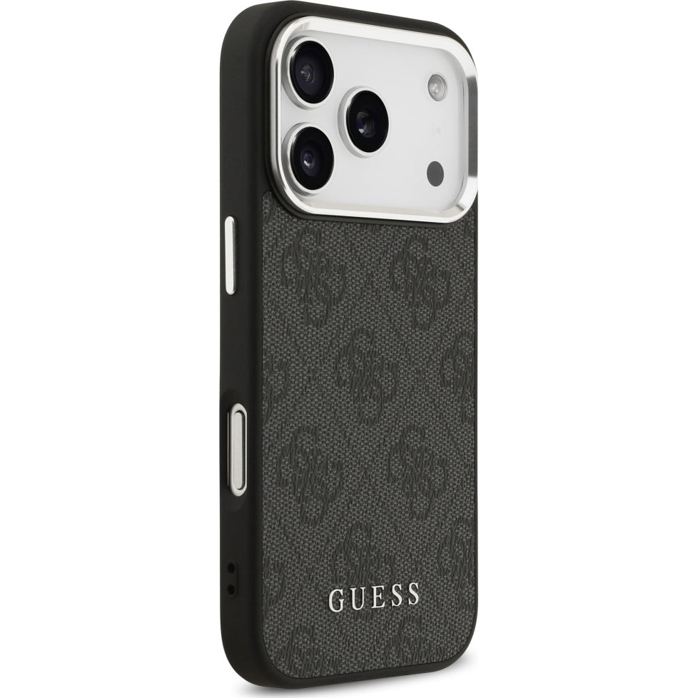 Handyhülle für iPhone 17 Pro, Guess Hardcase 4G Classic Logo MagSafe, Schwarz