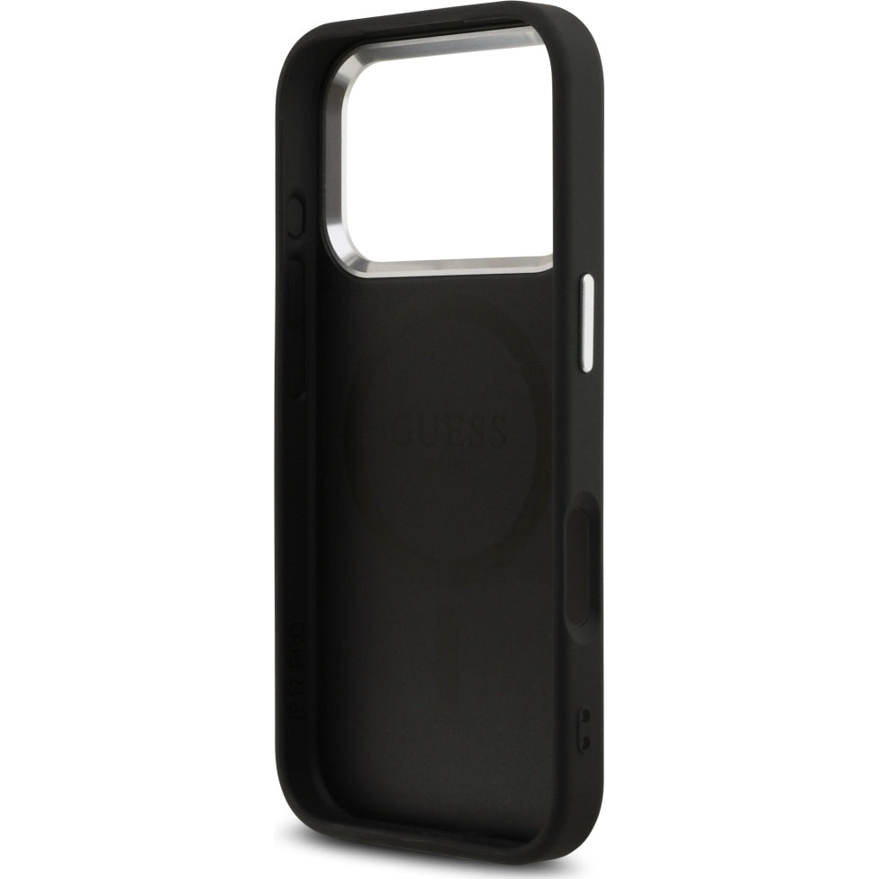 Handyhülle für iPhone 17 Pro, Guess Hardcase 4G Classic Logo MagSafe, Schwarz