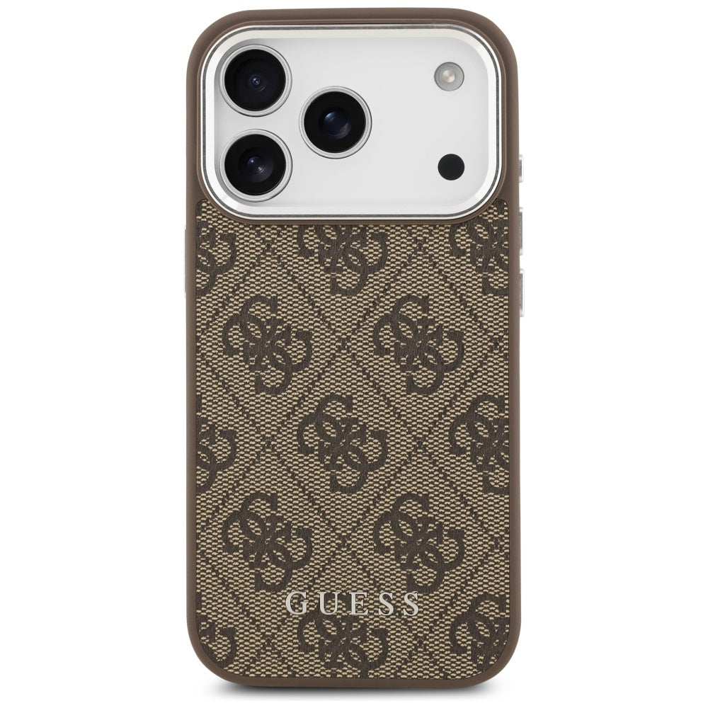 Handyhülle für iPhone 17 Pro, Guess Hardcase 4G Classic Logo MagSafe, Braun