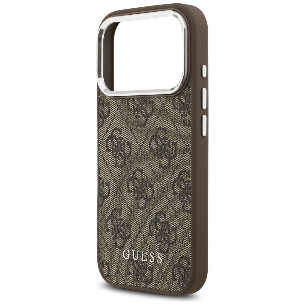 Handyhülle für iPhone 17 Pro, Guess Hardcase 4G Classic Logo MagSafe, Braun