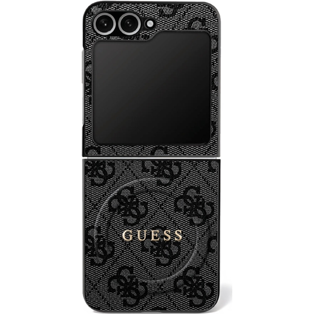 Handyhülle für Galaxy Z Flip7, Guess Hardcase 4G Ring Classic Logo mit MagSafe, Schwarz