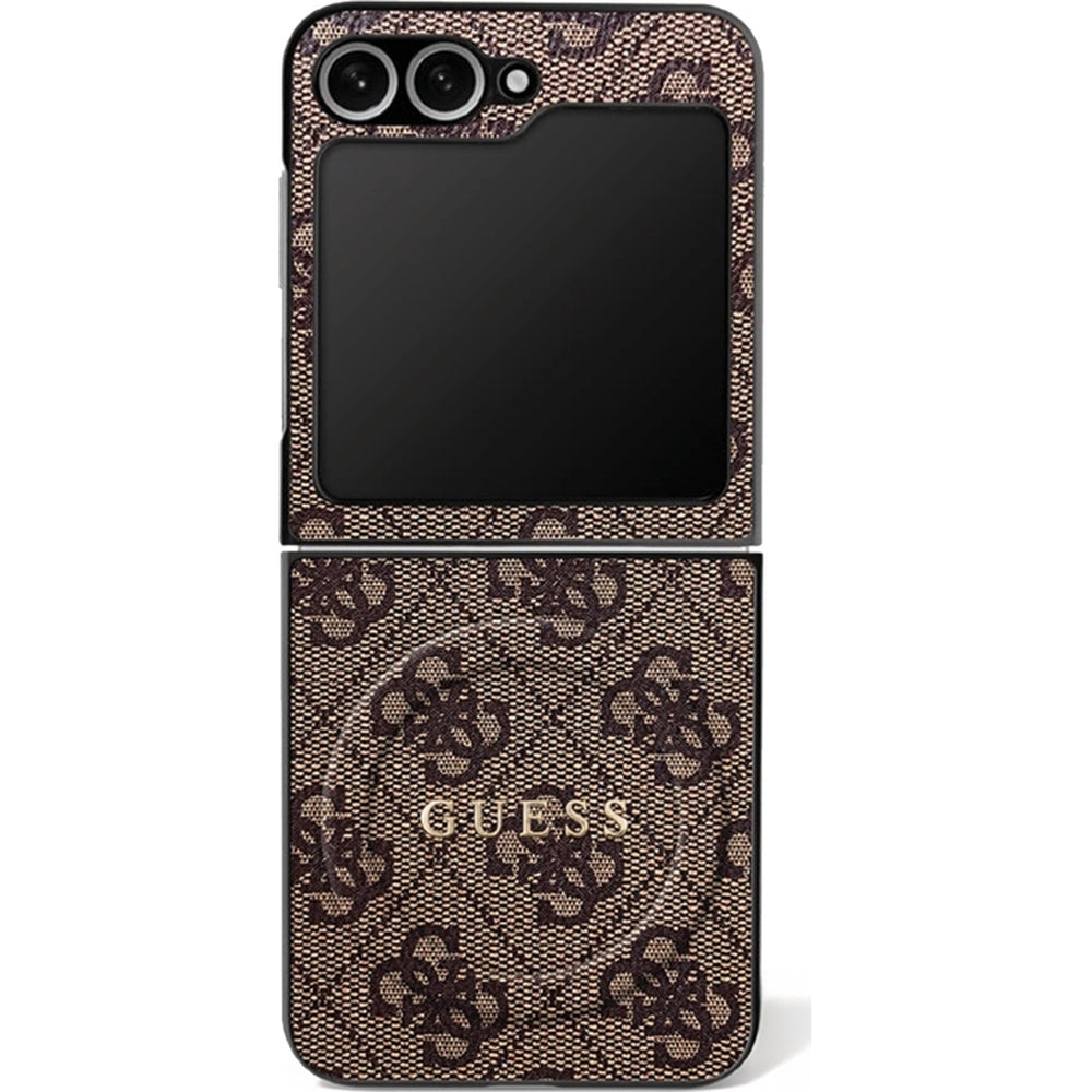 Handyhülle für Galaxy Z Flip7, Guess Hardcase 4G Ring Classic Logo mit MagSafe, Braun