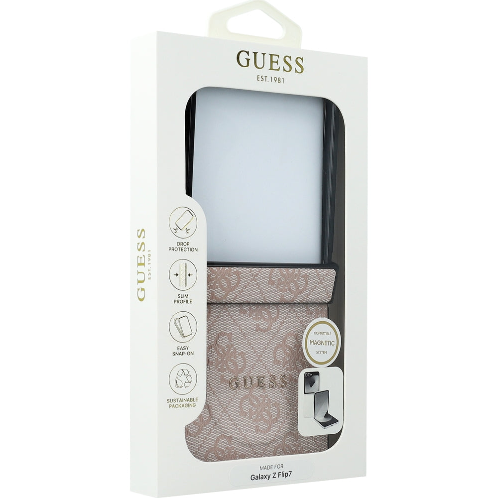 Handyhülle für Galaxy Z Flip7, Guess Hardcase 4G Ring Classic Logo mit MagSafe, Rosa