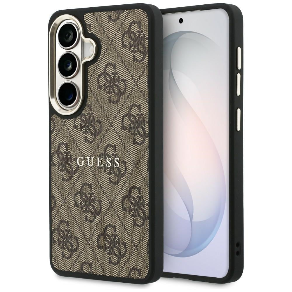 Handyhülle für Galaxy S26, Guess Hardcase Leather Logo MagSafe, Braun mit Classic Logo Guess