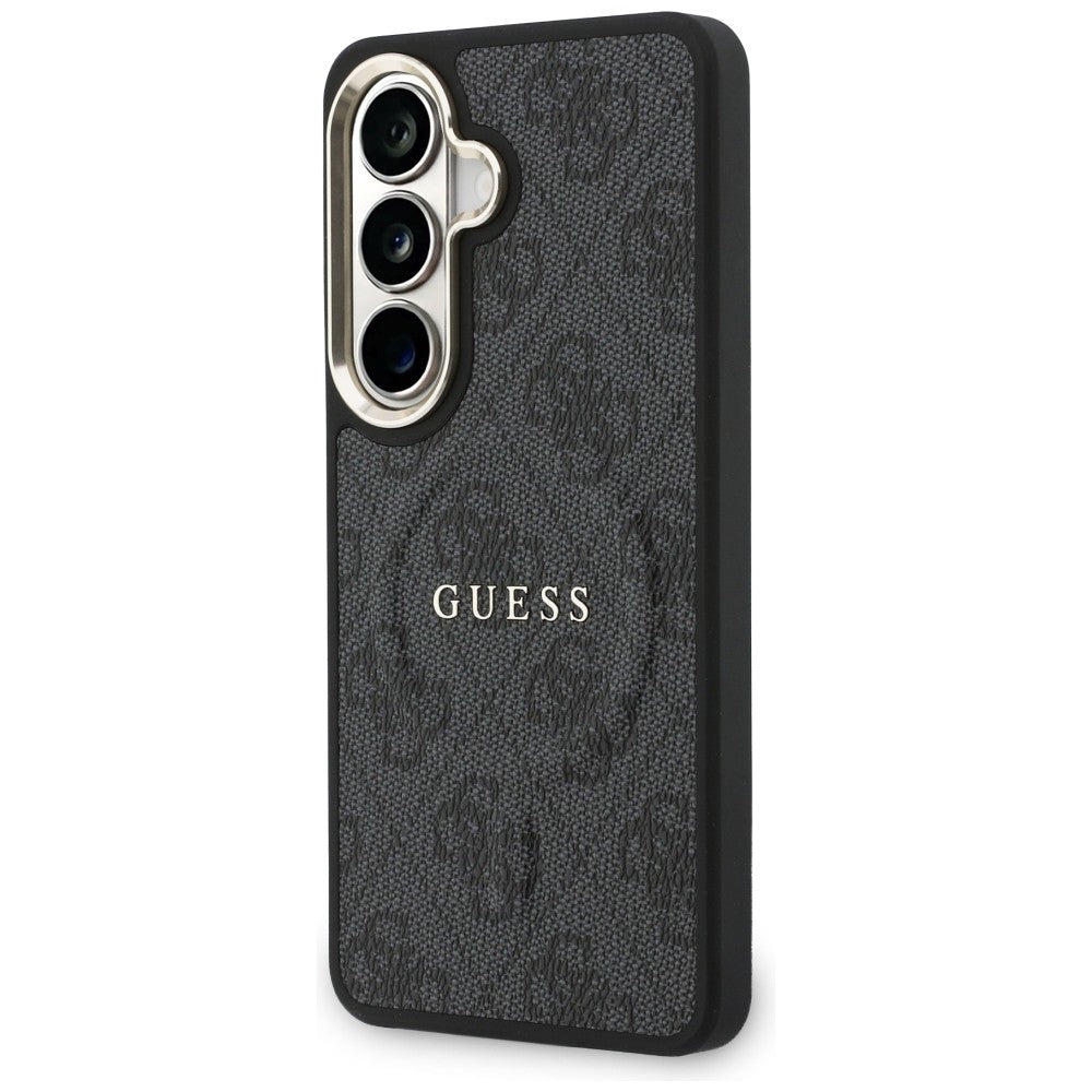 Handyhülle für Galaxy S26, Guess Hardcase Leather Logo MagSafe, Schwarz mit Classic Logo Guess