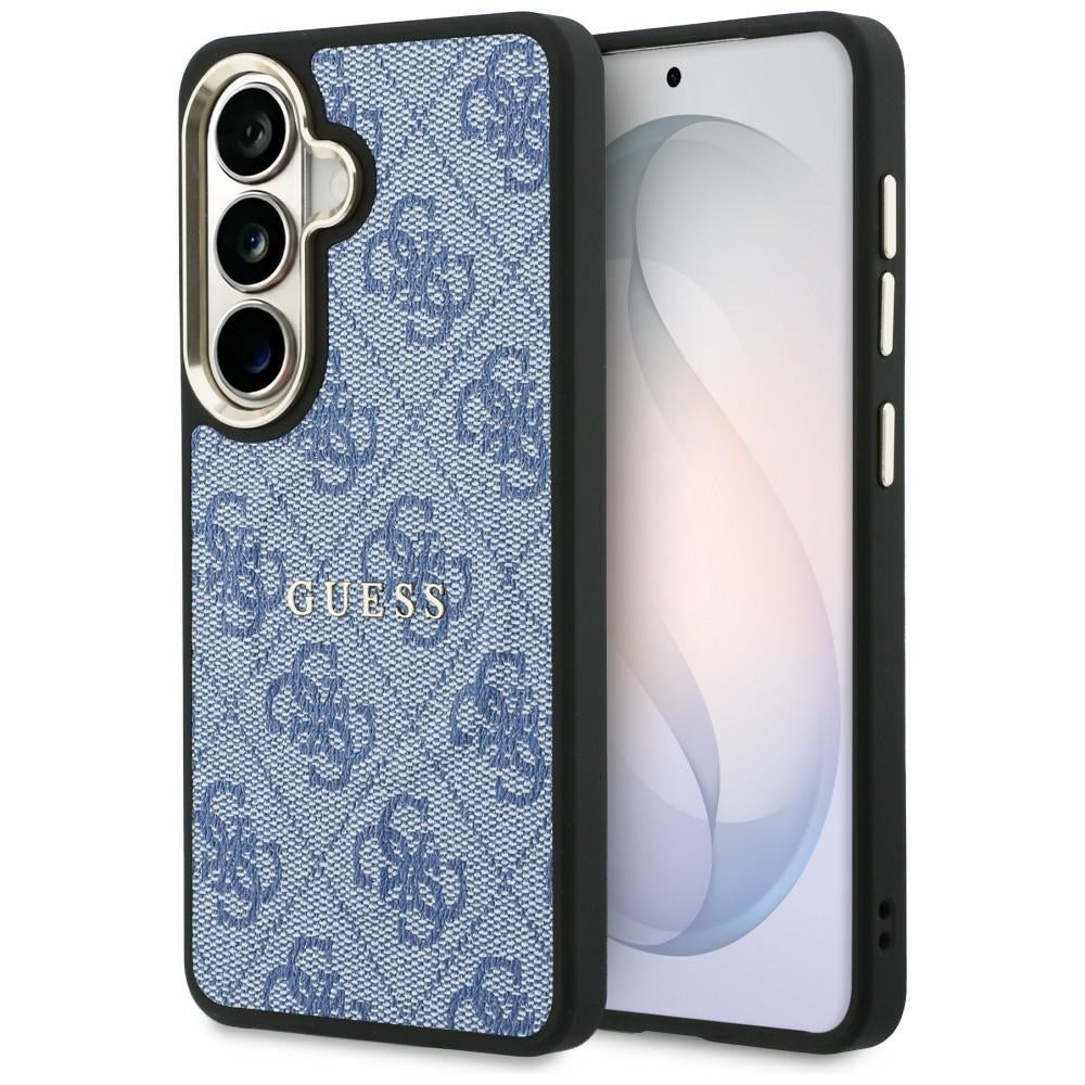 Handyhülle für Galaxy S26, Guess Hardcase Leather Logo MagSafe, Blau mit Classic Logo Guess