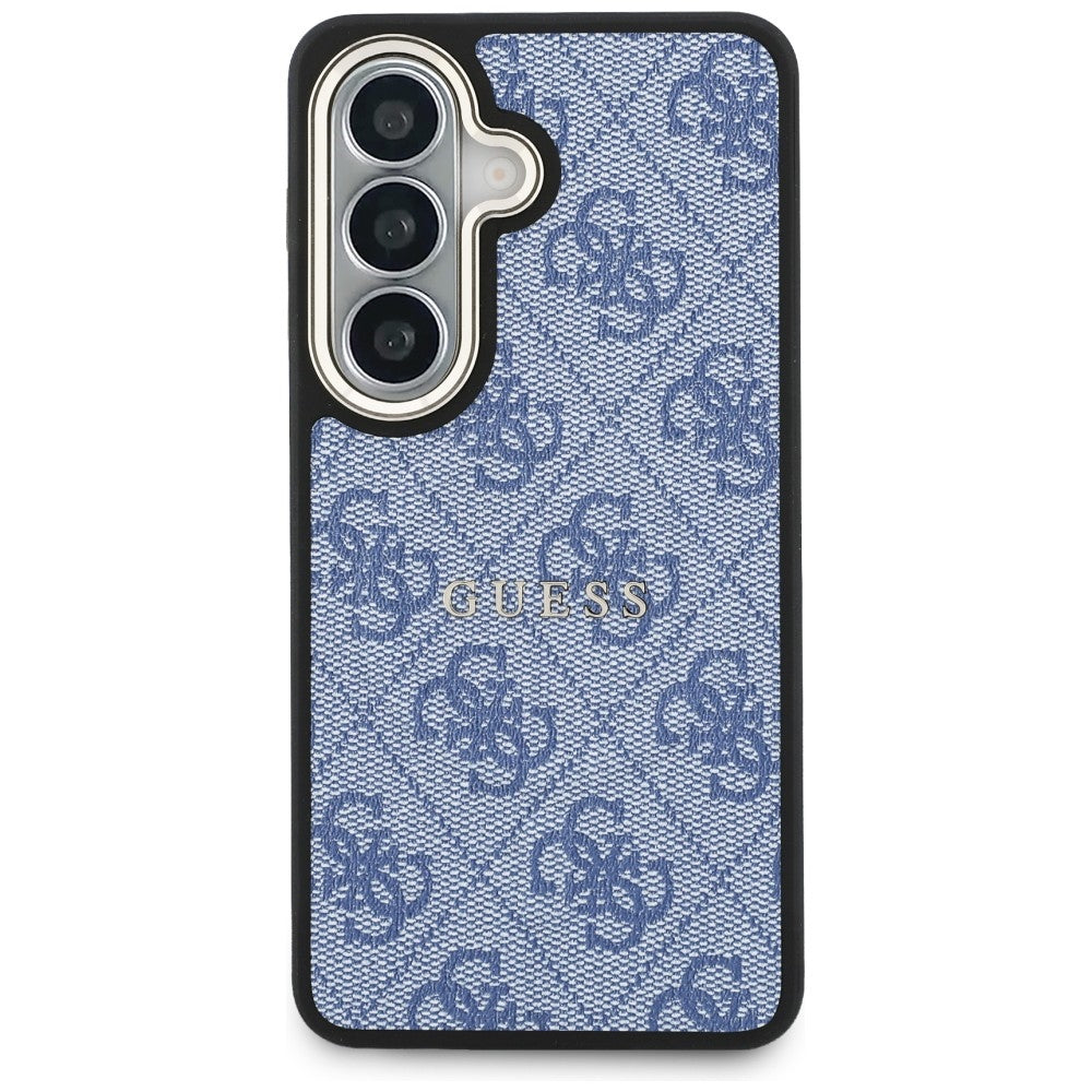 Handyhülle für Galaxy S26, Guess Hardcase Leather Logo MagSafe, Blau mit Classic Logo Guess