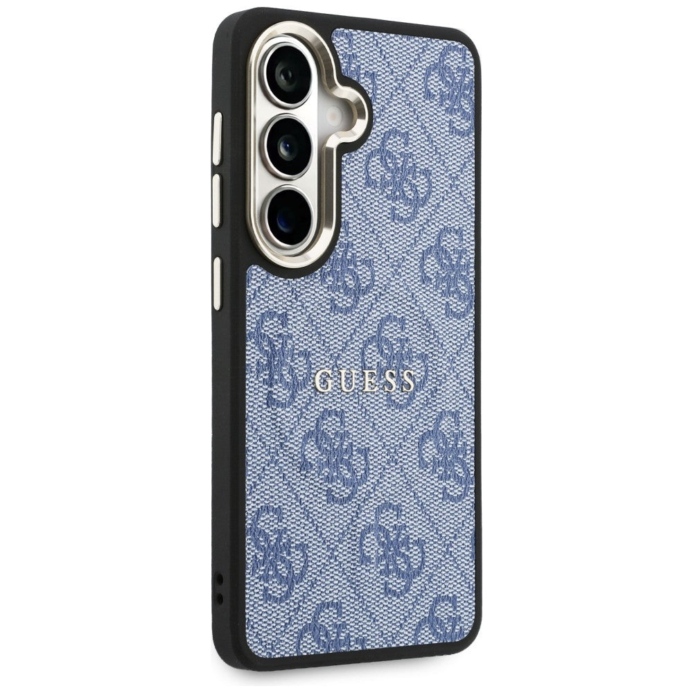 Handyhülle für Galaxy S26, Guess Hardcase Leather Logo MagSafe, Blau mit Classic Logo Guess