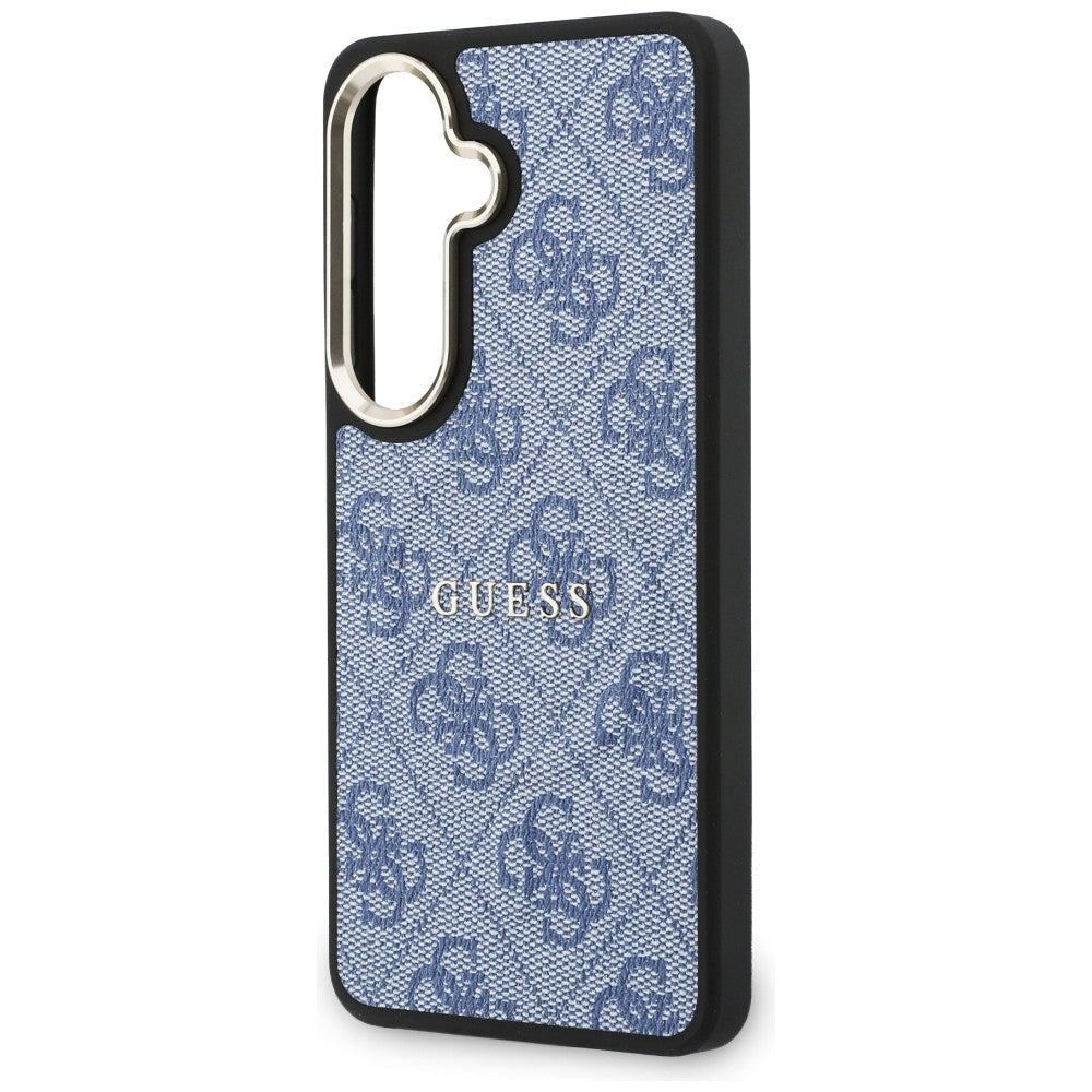 Handyhülle für Galaxy S26, Guess Hardcase Leather Logo MagSafe, Blau mit Classic Logo Guess