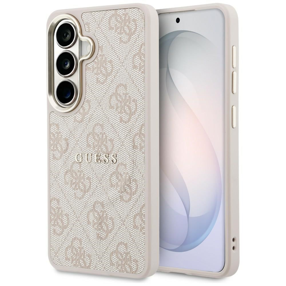 Handyhülle für Galaxy S26, Guess Hardcase Leather Logo MagSafe, Rosa mit Classic Logo Guess
