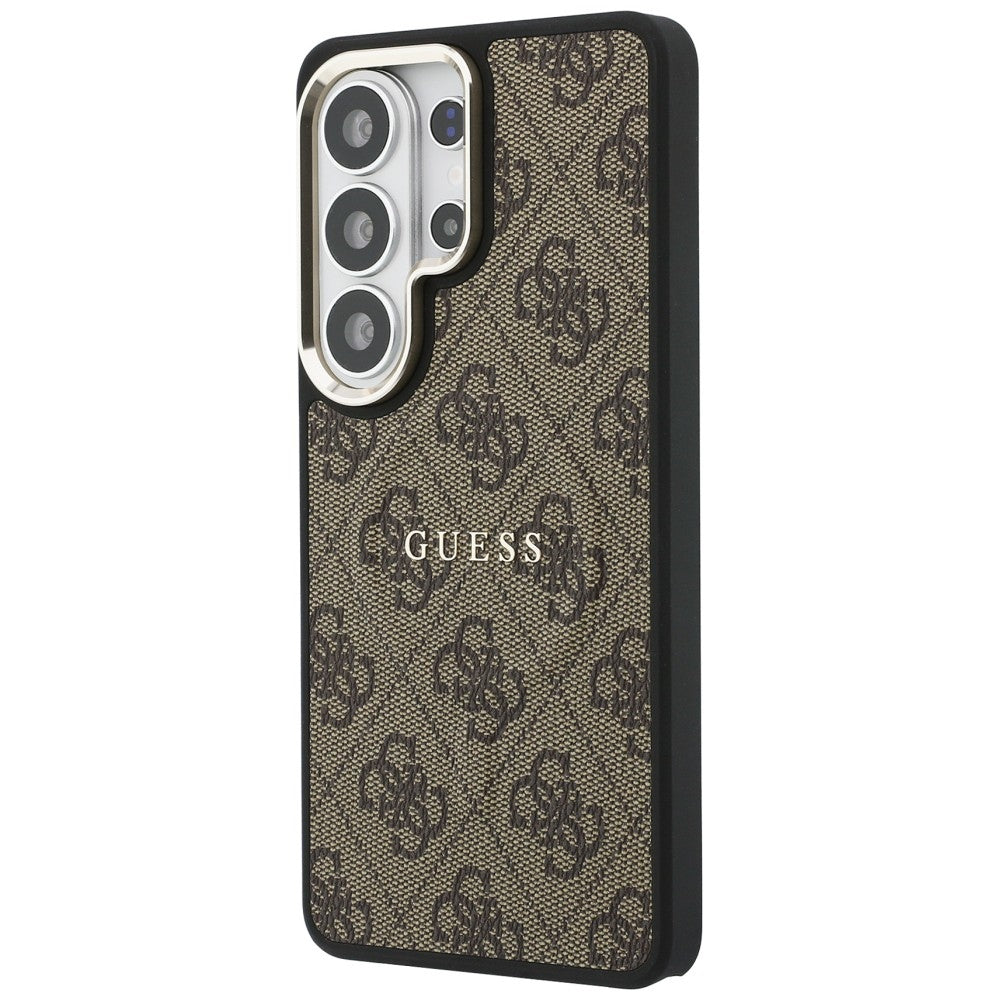 Handyhülle für Galaxy S26 Ultra, Guess Hardcase Leather Logo MagSafe, Braun mit Classic Logo Guess