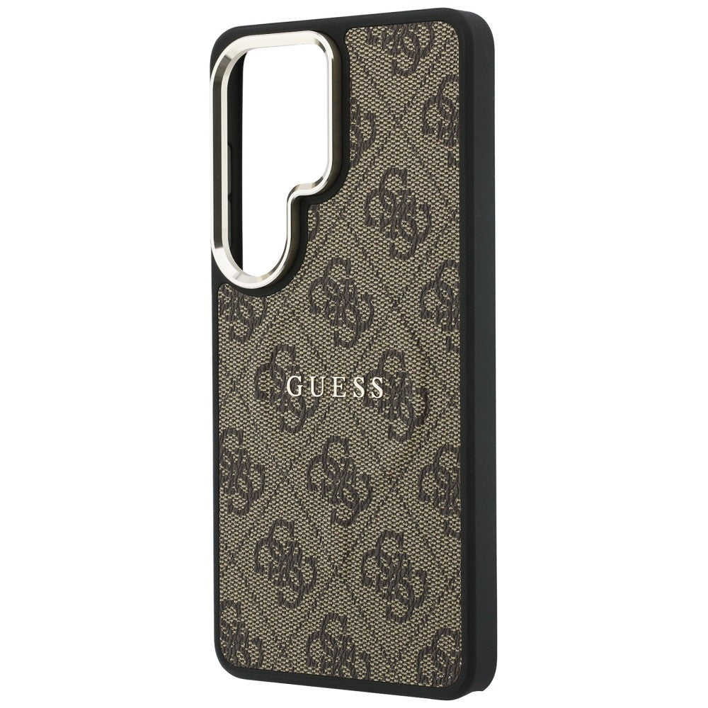 Handyhülle für Galaxy S26 Ultra, Guess Hardcase Leather Logo MagSafe, Braun mit Classic Logo Guess