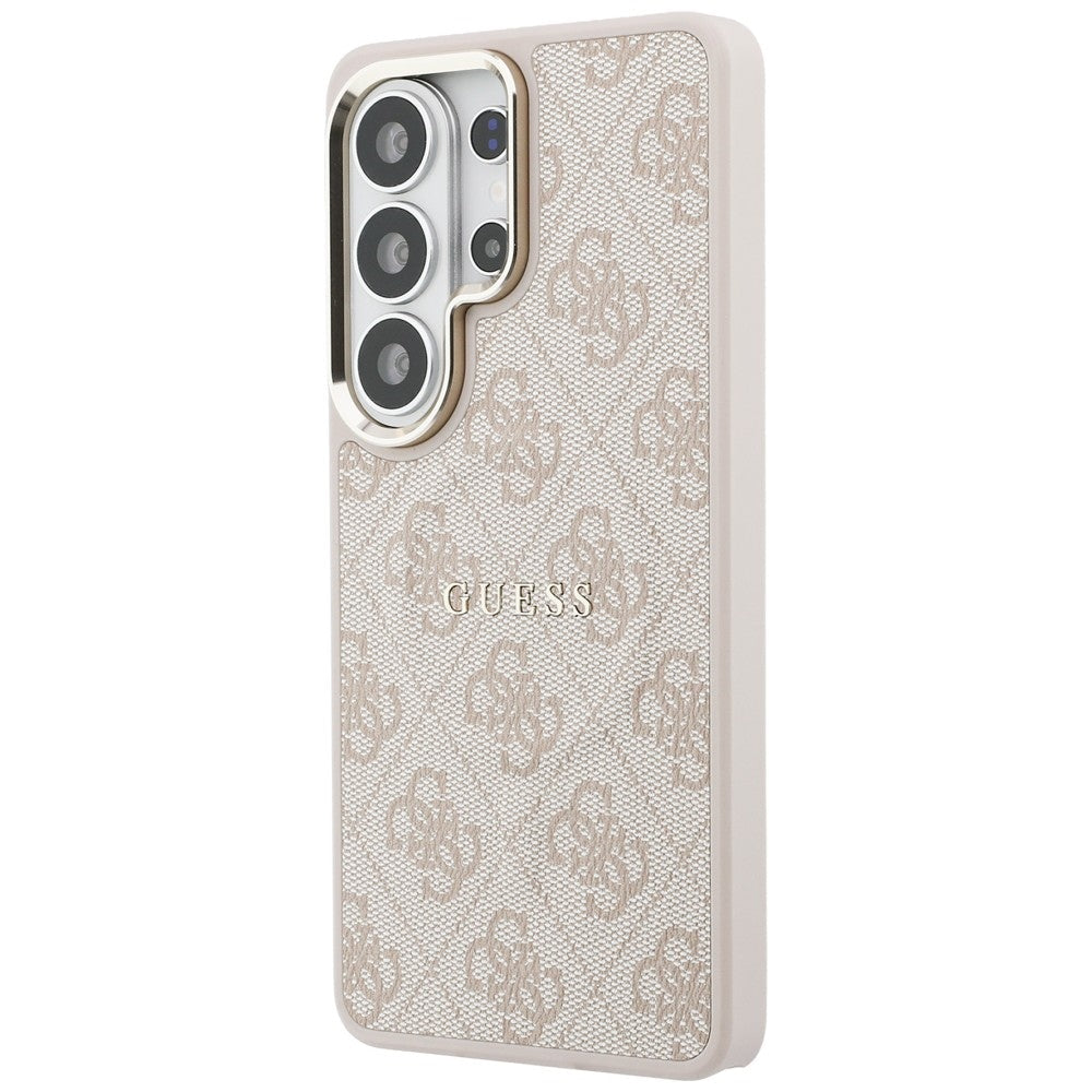 Handyhülle für Galaxy S26 Ultra, Guess Hardcase Leather Logo MagSafe, Rosa mit Classic Logo Guess