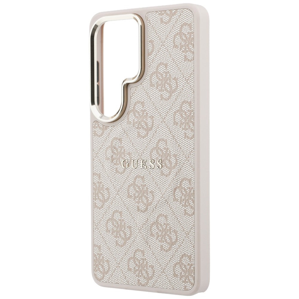 Handyhülle für Galaxy S26 Ultra, Guess Hardcase Leather Logo MagSafe, Rosa mit Classic Logo Guess