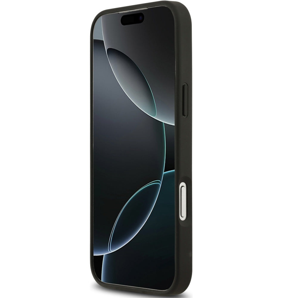 Handyhülle für iPhone 17 Pro, Guess Hardcase 4G Flowers Print mit MagSafe, Schwarz mit floralem Muster