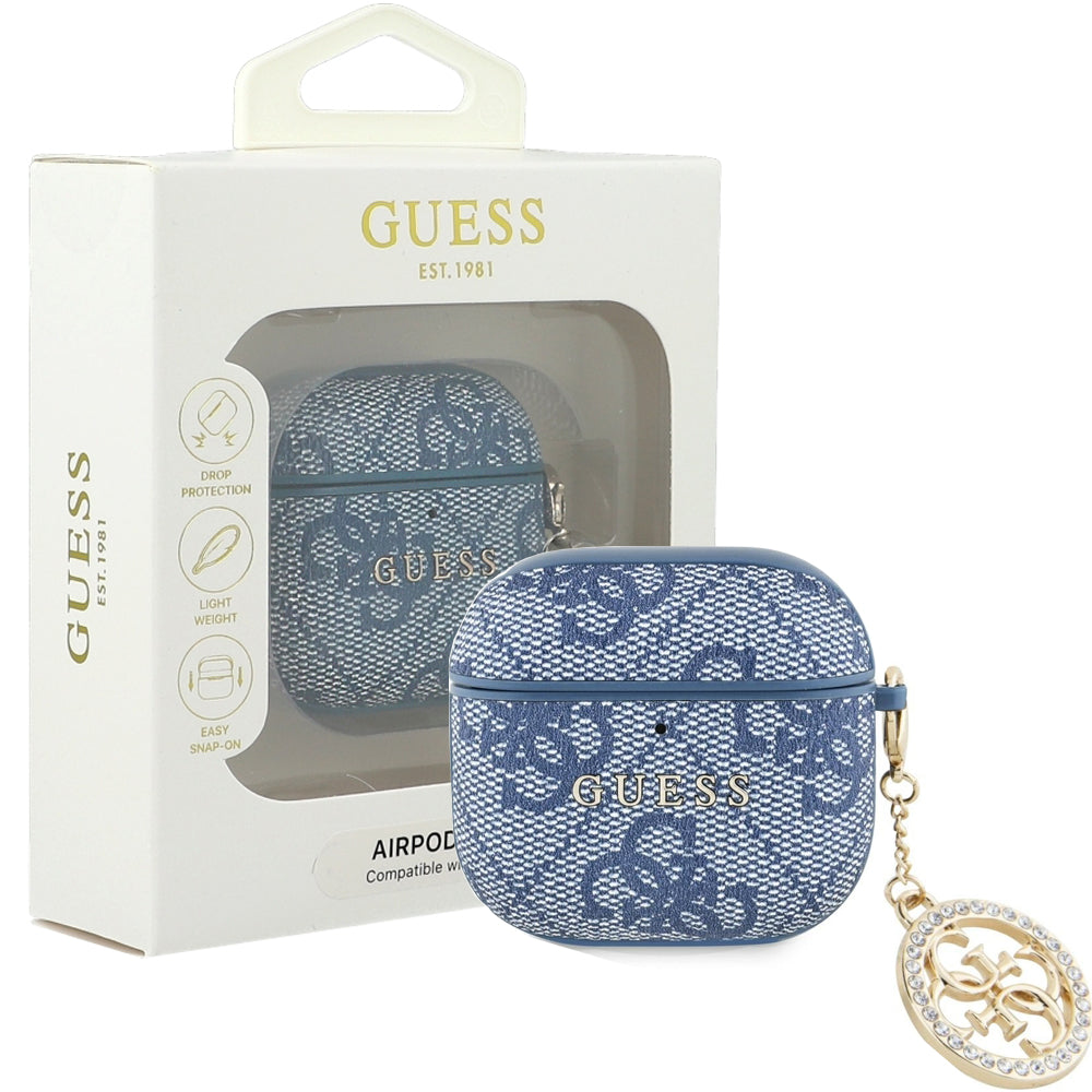 Schutzhülle Guess Strass 4G Charm Case für AirPods 5 / 4, Blau