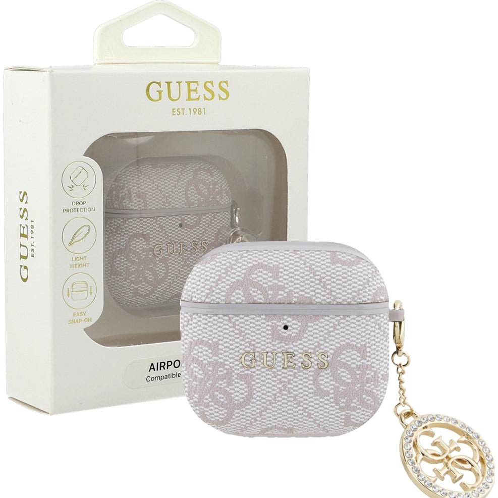 Schutzhülle Guess Strass 4G Charm Case für AirPods 4, Rosa