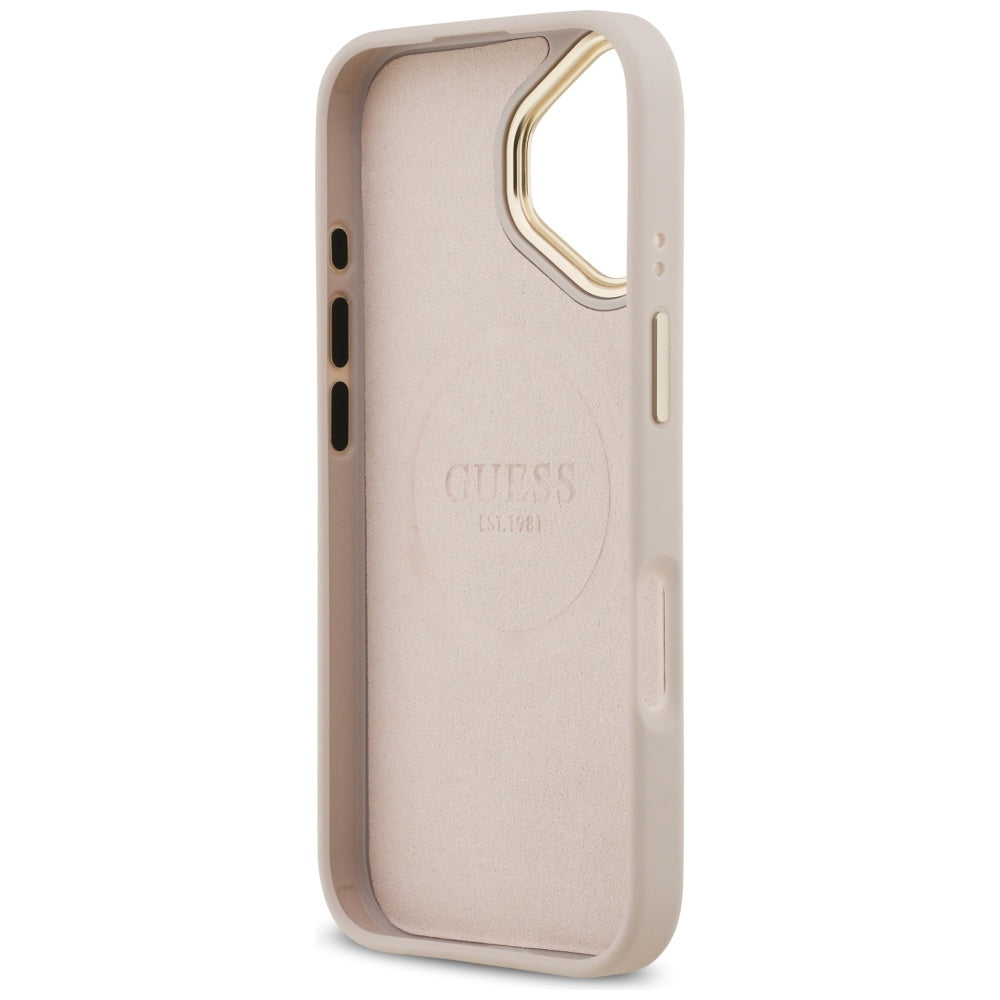Handyhülle für iPhone 17, Guess 4G Logo Plate mit MagSafe, Rosa