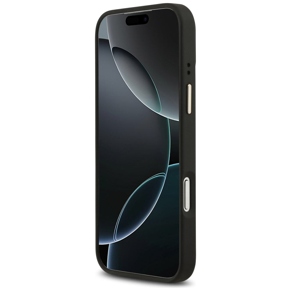 Handyhülle für iPhone 17 Pro Max, Guess 4G Logo Plate mit MagSafe, Schwarz