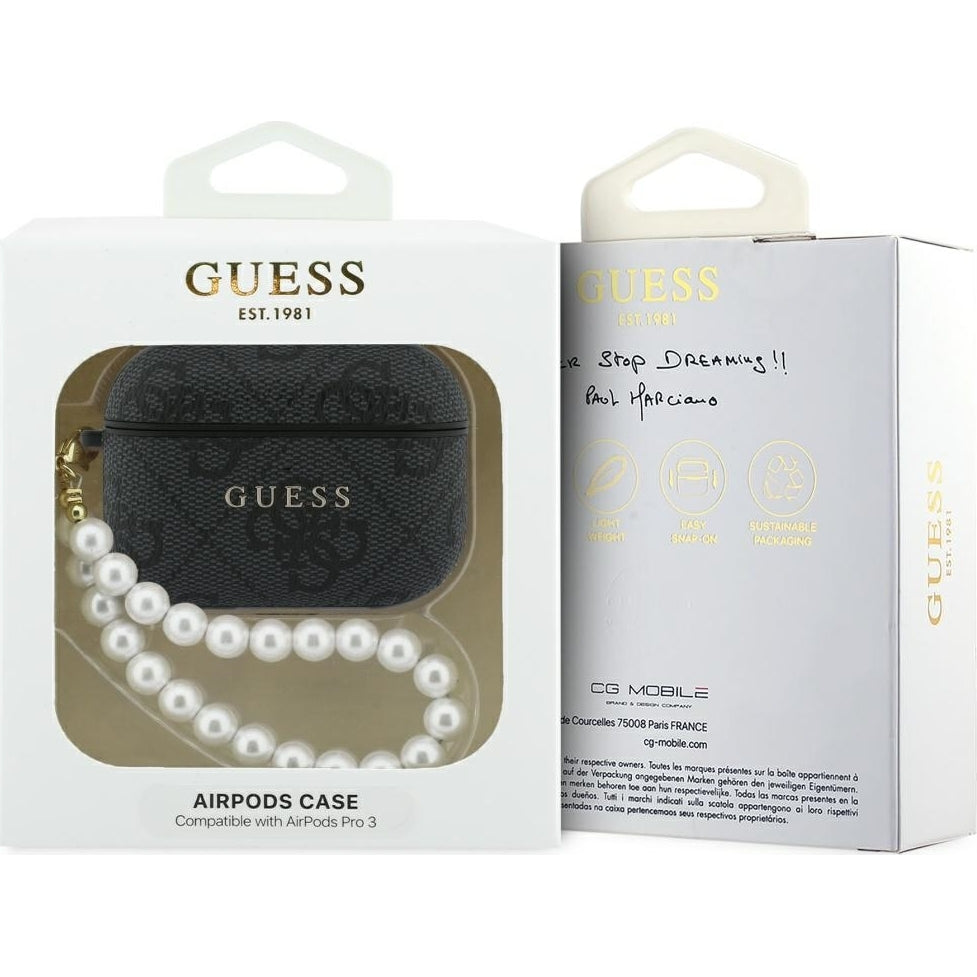 Schutzhülle Guess 4G Pearl Strap Case für AirPods Pro 3, Schwarz