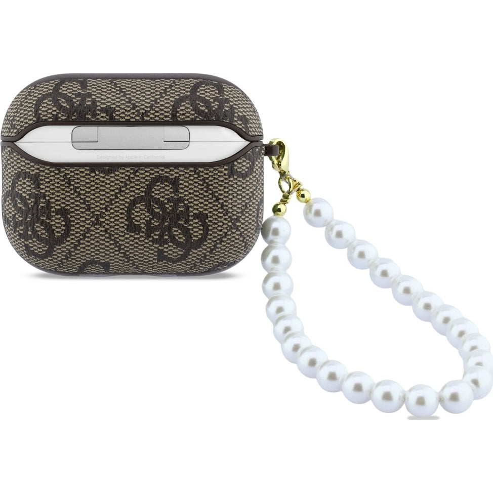 Schutzhülle Guess 4G Pearl Strap Case für AirPods Pro 3, Braun