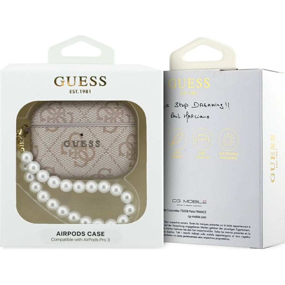 Schutzhülle Guess 4G Pearl Strap Case für AirPods Pro 3, Rosa