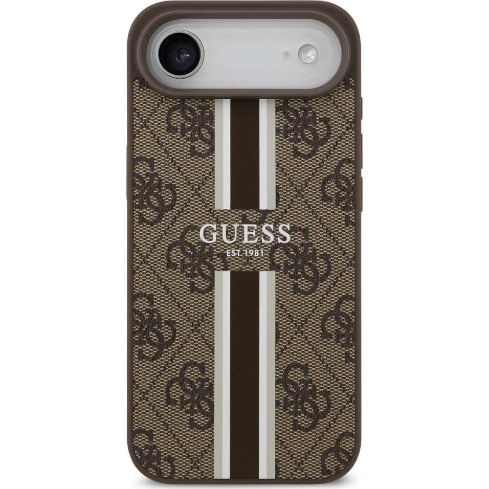 Handyhülle für iPhone Air, Guess Hardcase 4G Printed Stripes mit MagSafe, Braun