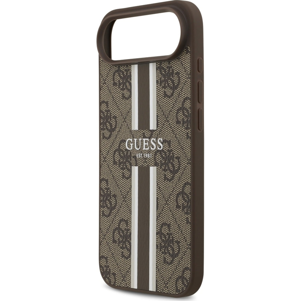 Handyhülle für iPhone Air, Guess Hardcase 4G Printed Stripes mit MagSafe, Braun