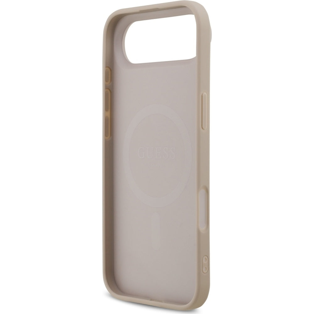 Handyhülle für iPhone Air, Guess Hardcase 4G Printed Stripes mit MagSafe, Rosa mit Goldenen Elementen