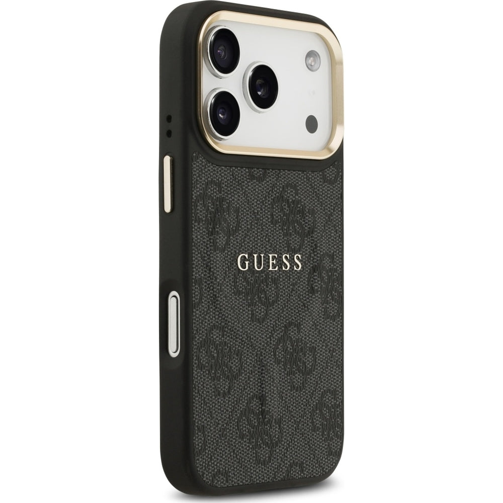 Handyhülle für iPhone 17 Pro, Guess Hardcase 4G Classic MagSafe, Schwarz