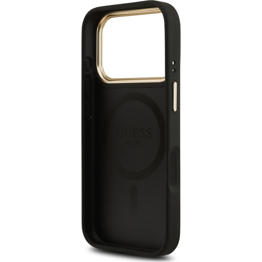 Handyhülle für iPhone 17 Pro, Guess Hardcase 4G Classic MagSafe, Schwarz