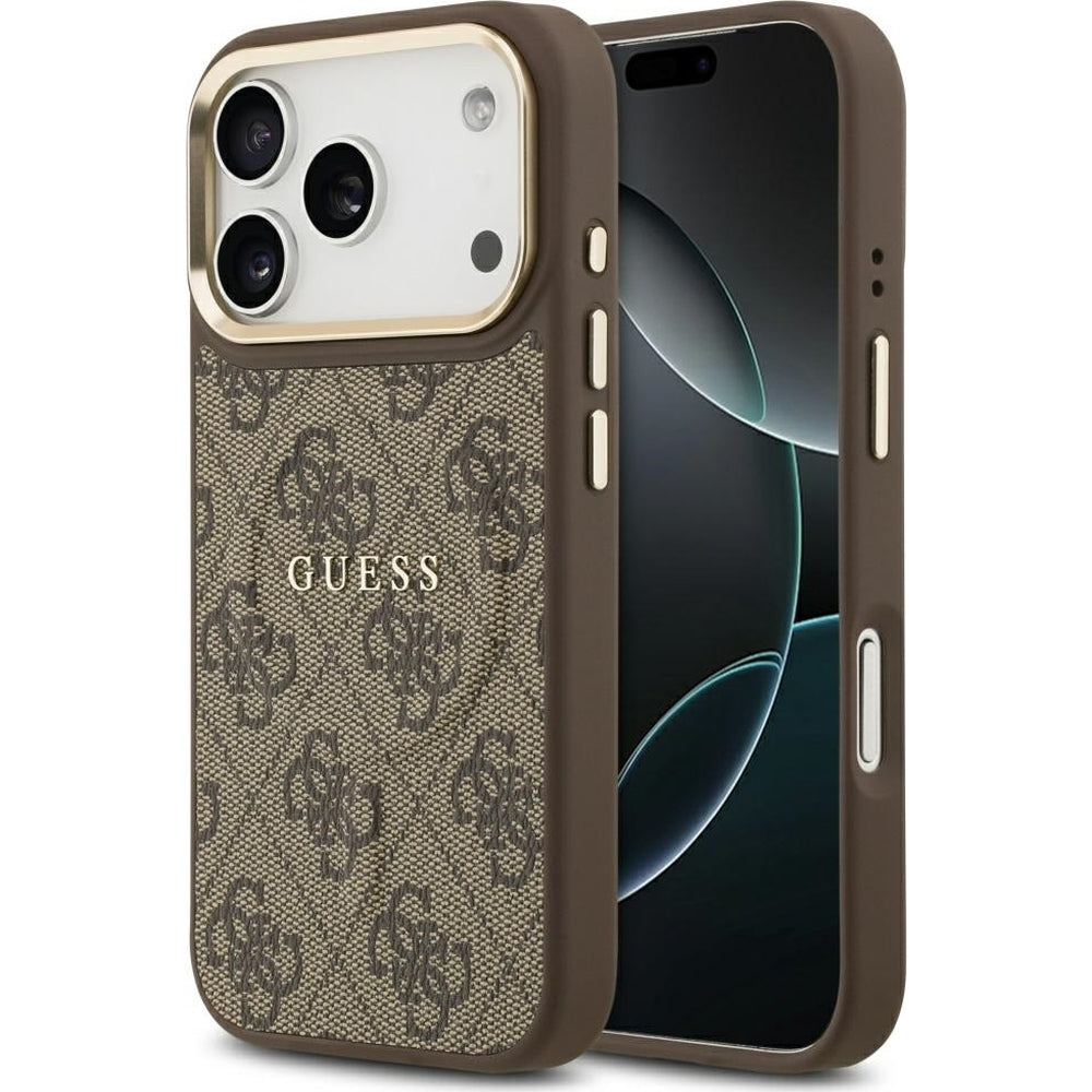 Handyhülle für iPhone 17 Pro, Guess Hardcase 4G Classic MagSafe, Braun