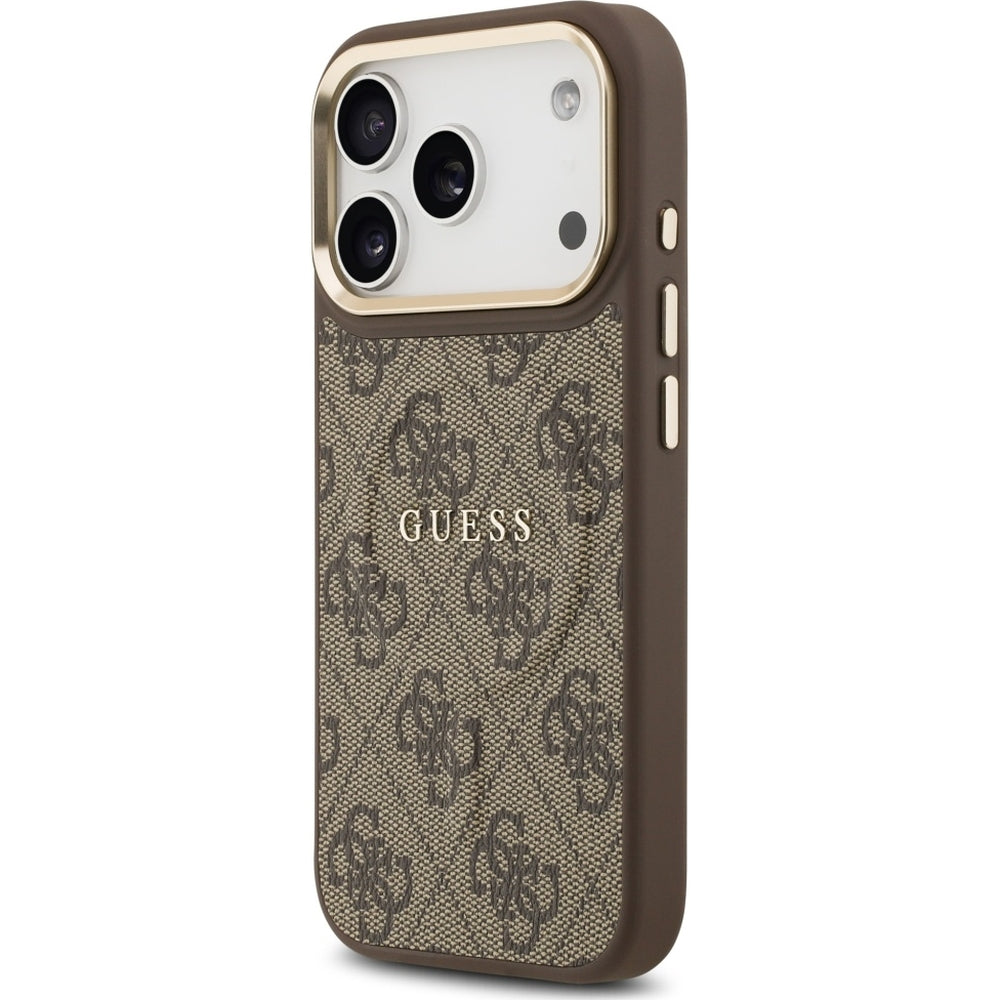 Handyhülle für iPhone 17 Pro, Guess Hardcase 4G Classic MagSafe, Braun