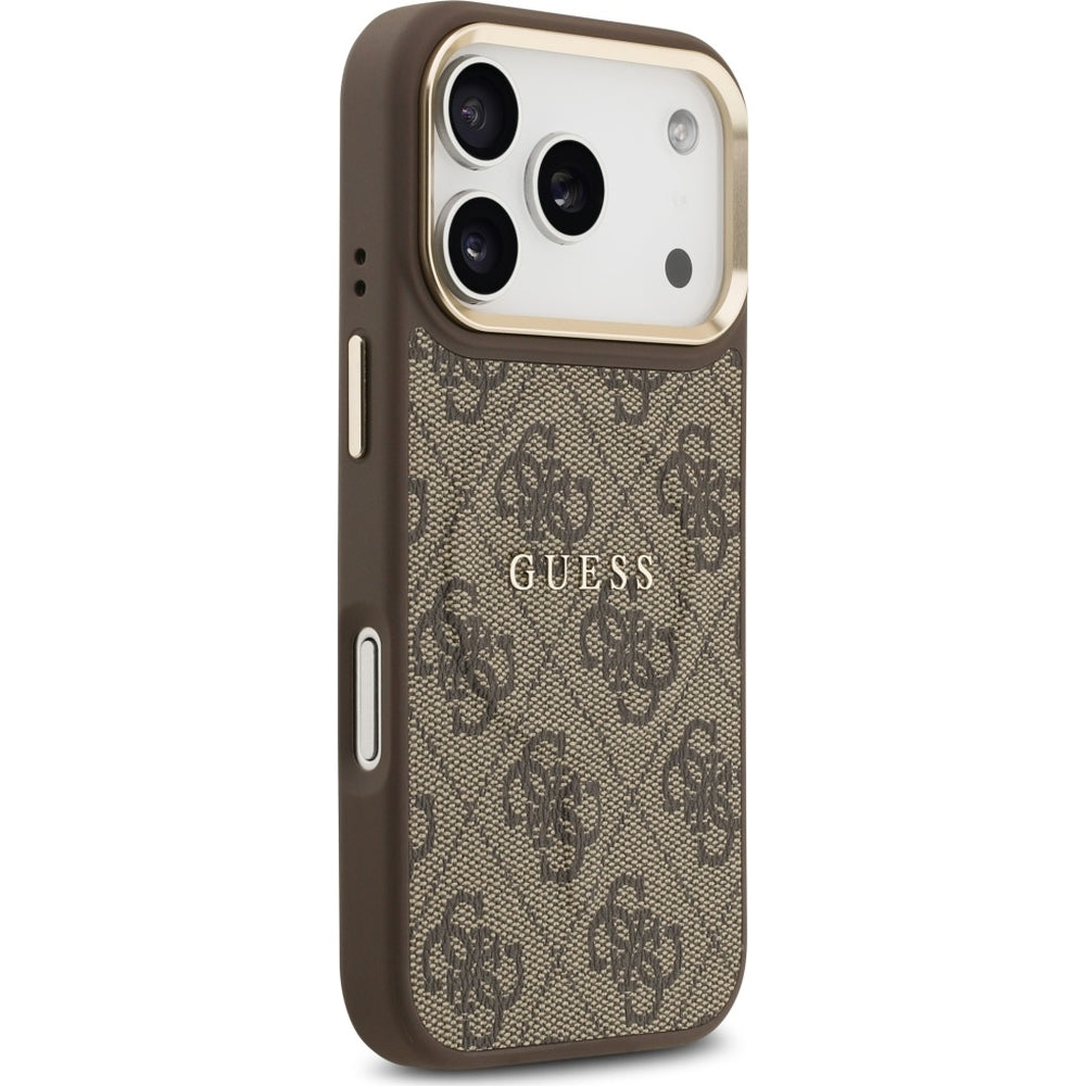 Handyhülle für iPhone 17 Pro, Guess Hardcase 4G Classic MagSafe, Braun