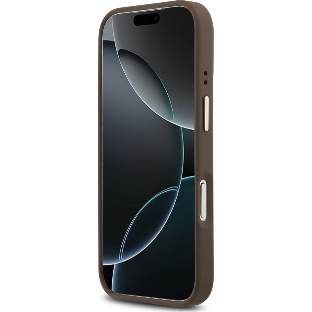 Handyhülle für iPhone 17 Pro, Guess Hardcase 4G Classic MagSafe, Braun