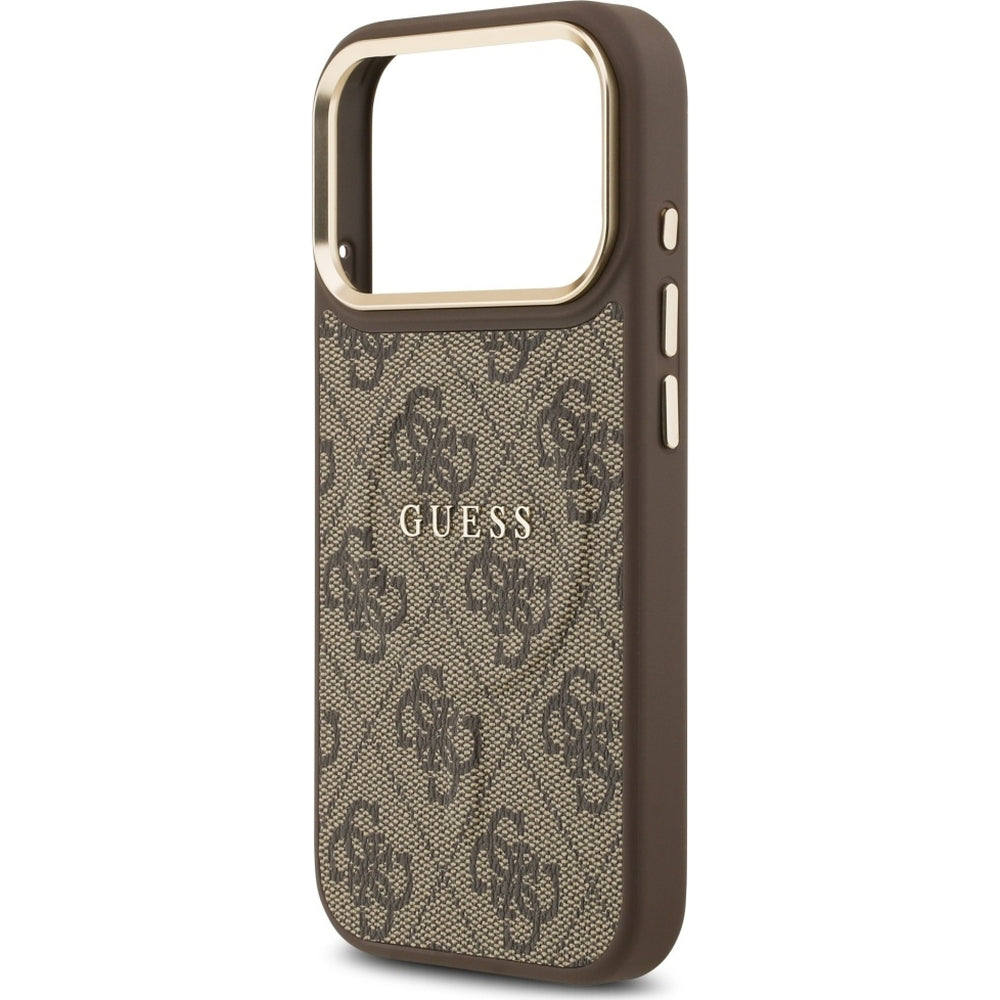 Handyhülle für iPhone 17 Pro, Guess Hardcase 4G Classic MagSafe, Braun