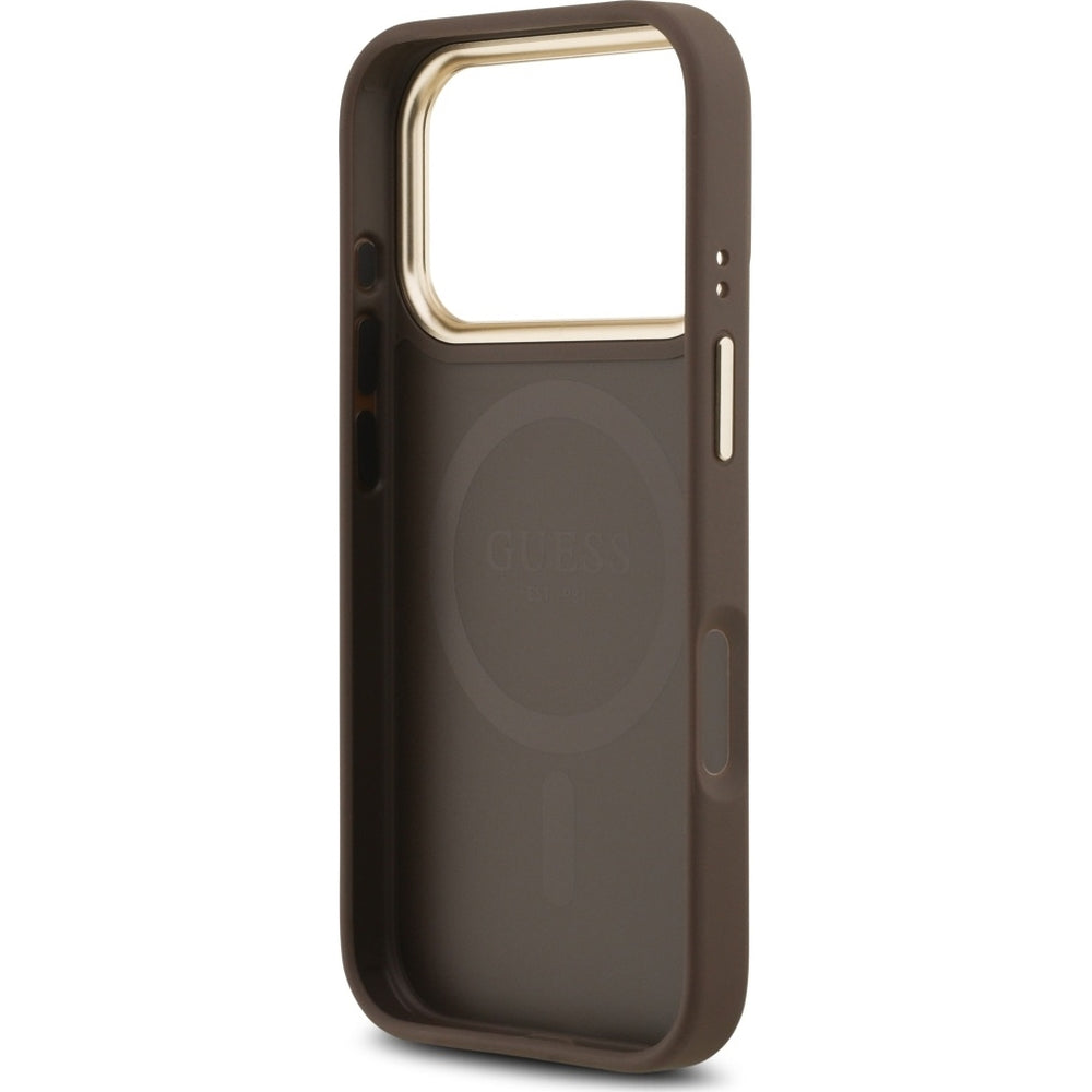 Handyhülle für iPhone 17 Pro, Guess Hardcase 4G Classic MagSafe, Braun