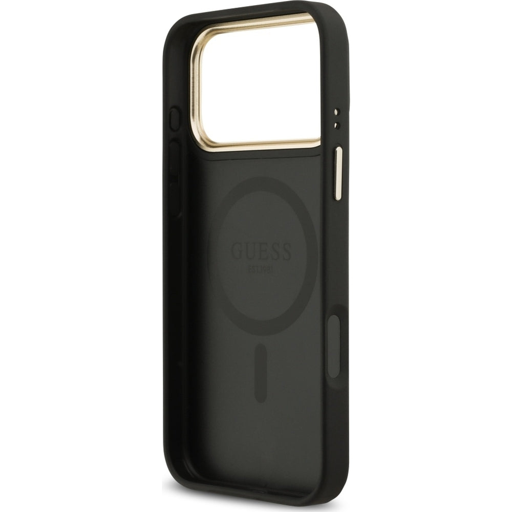 Handyhülle für iPhone 17 Pro Max, Guess Hardcase 4G Classic MagSafe, Schwarz