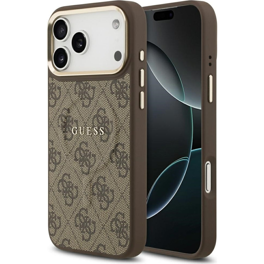 Handyhülle für iPhone 17 Pro Max, Guess Hardcase 4G Classic MagSafe, Braun