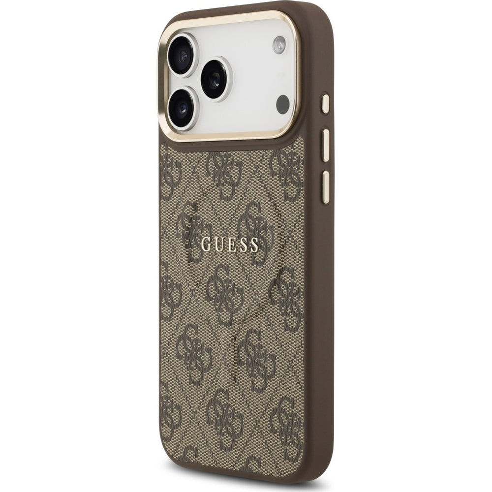 Handyhülle für iPhone 17 Pro Max, Guess Hardcase 4G Classic MagSafe, Braun