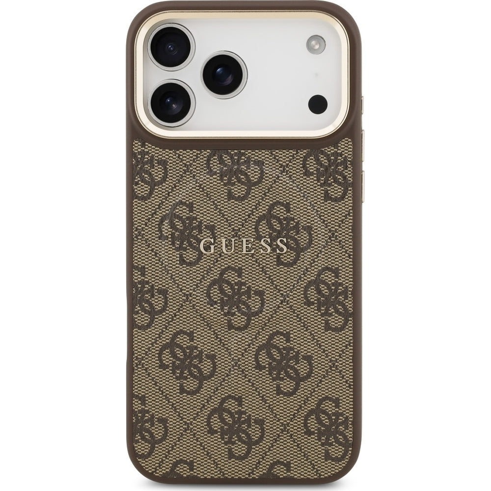 Handyhülle für iPhone 17 Pro Max, Guess Hardcase 4G Classic MagSafe, Braun