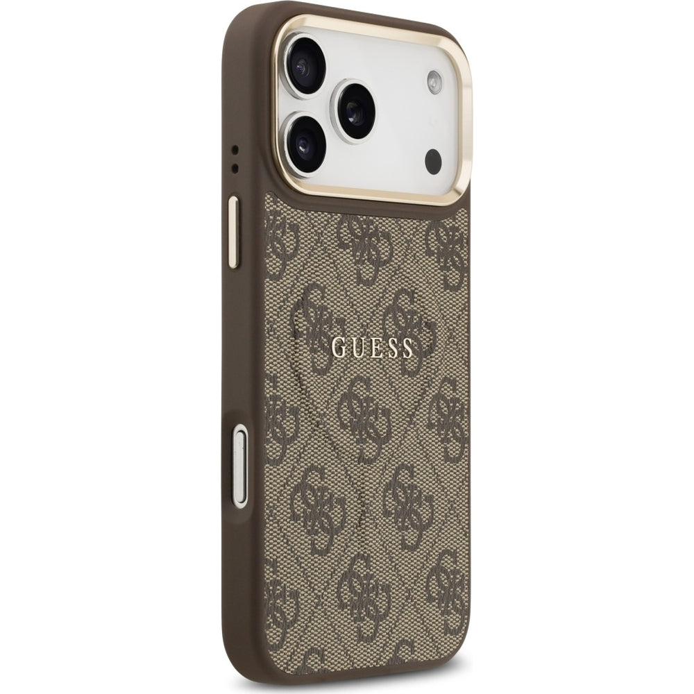 Handyhülle für iPhone 17 Pro Max, Guess Hardcase 4G Classic MagSafe, Braun