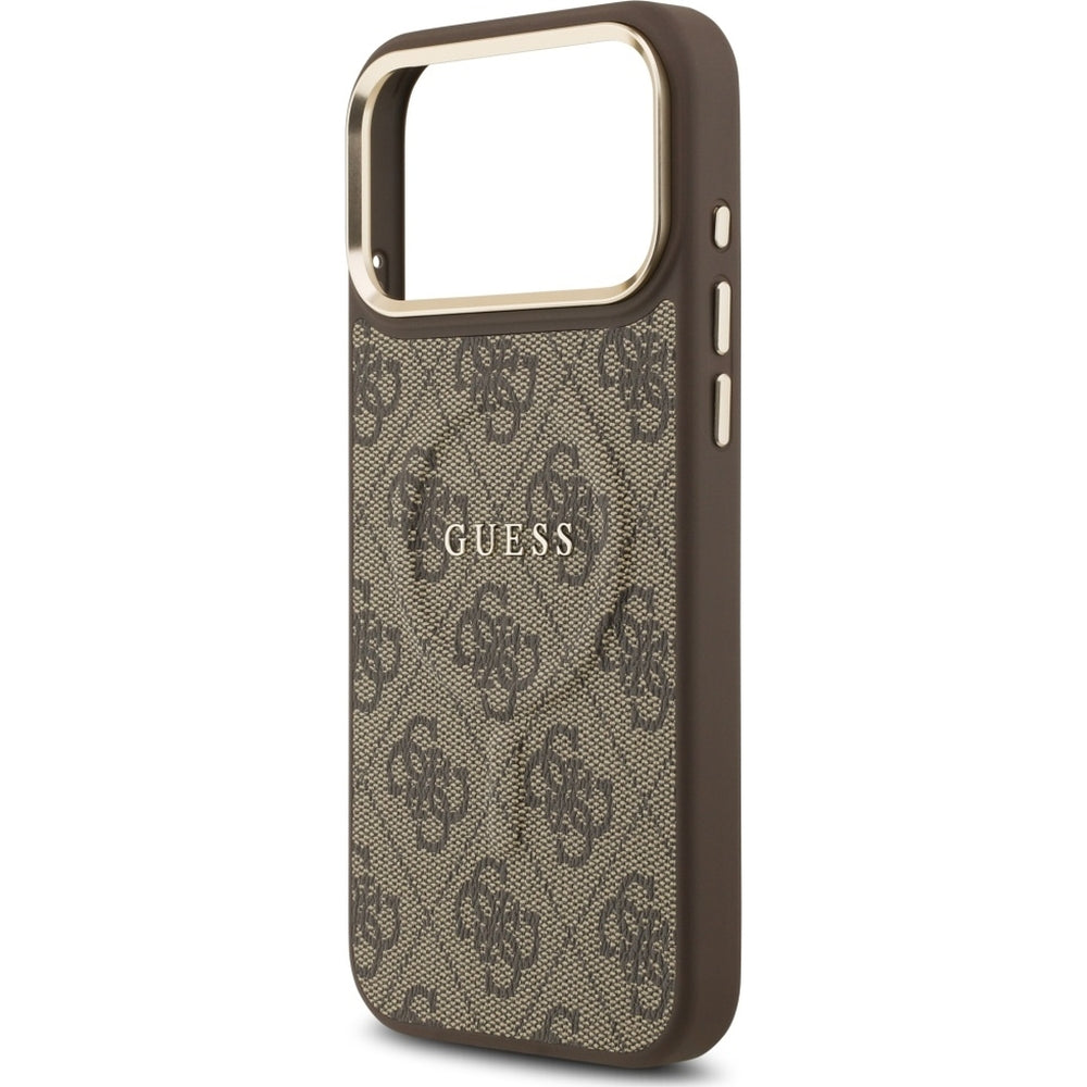 Handyhülle für iPhone 17 Pro Max, Guess Hardcase 4G Classic MagSafe, Braun
